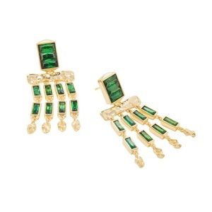 Kendra Scott Jessa Crystal 14K Gold Over
Brass Tassel Earrings - Green